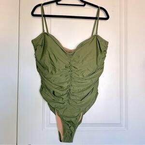 NWT J. Crew Sweetheart Ruched One Piece Safari Green Swimsuit 22 Plus